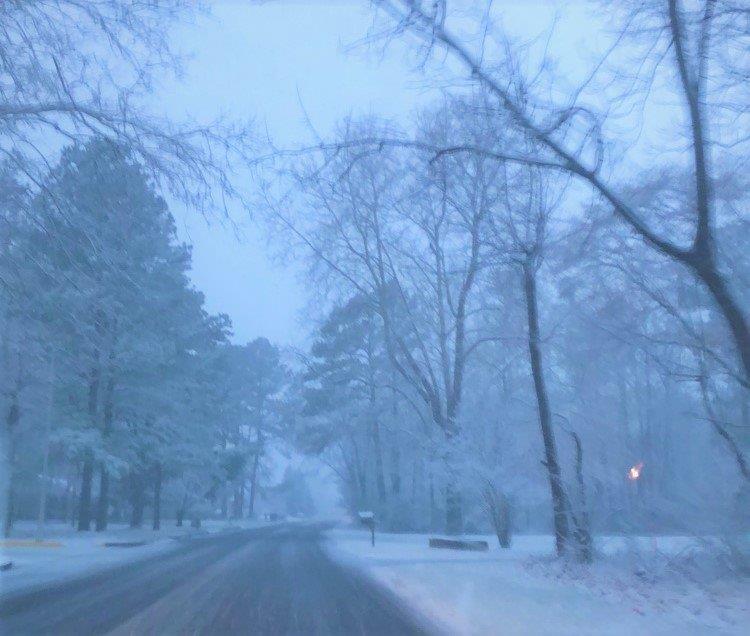View of a road during snow